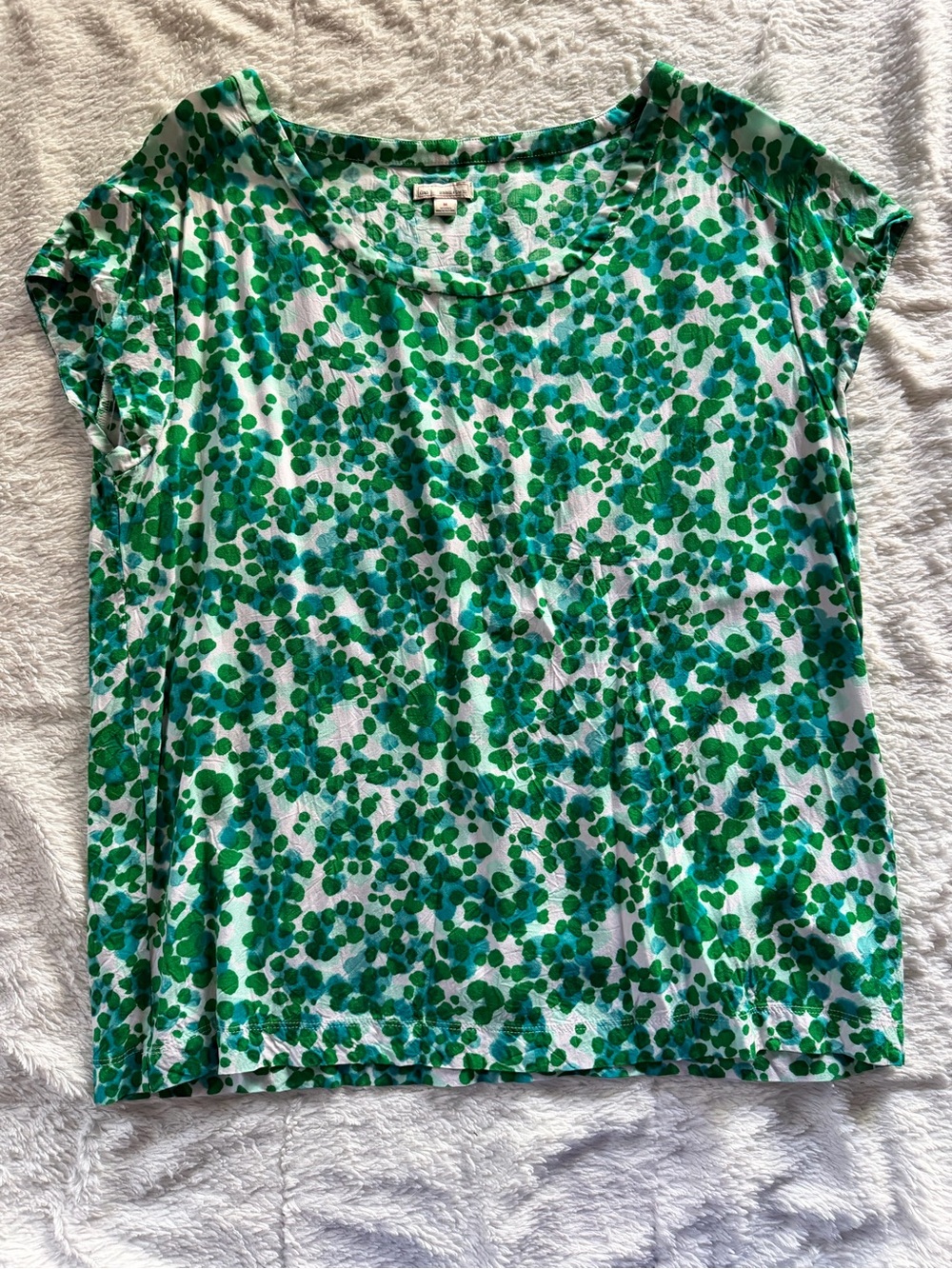 Gap Green Floral Dot Short Sleeve Women's Top